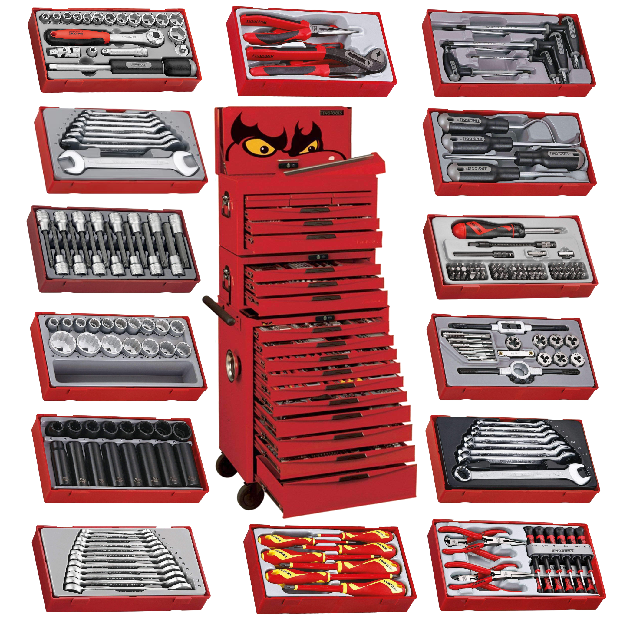 Teng Tools 26" PRO Mega Master TT Tool Kit 1001 Pieces Red — TCMM1001N