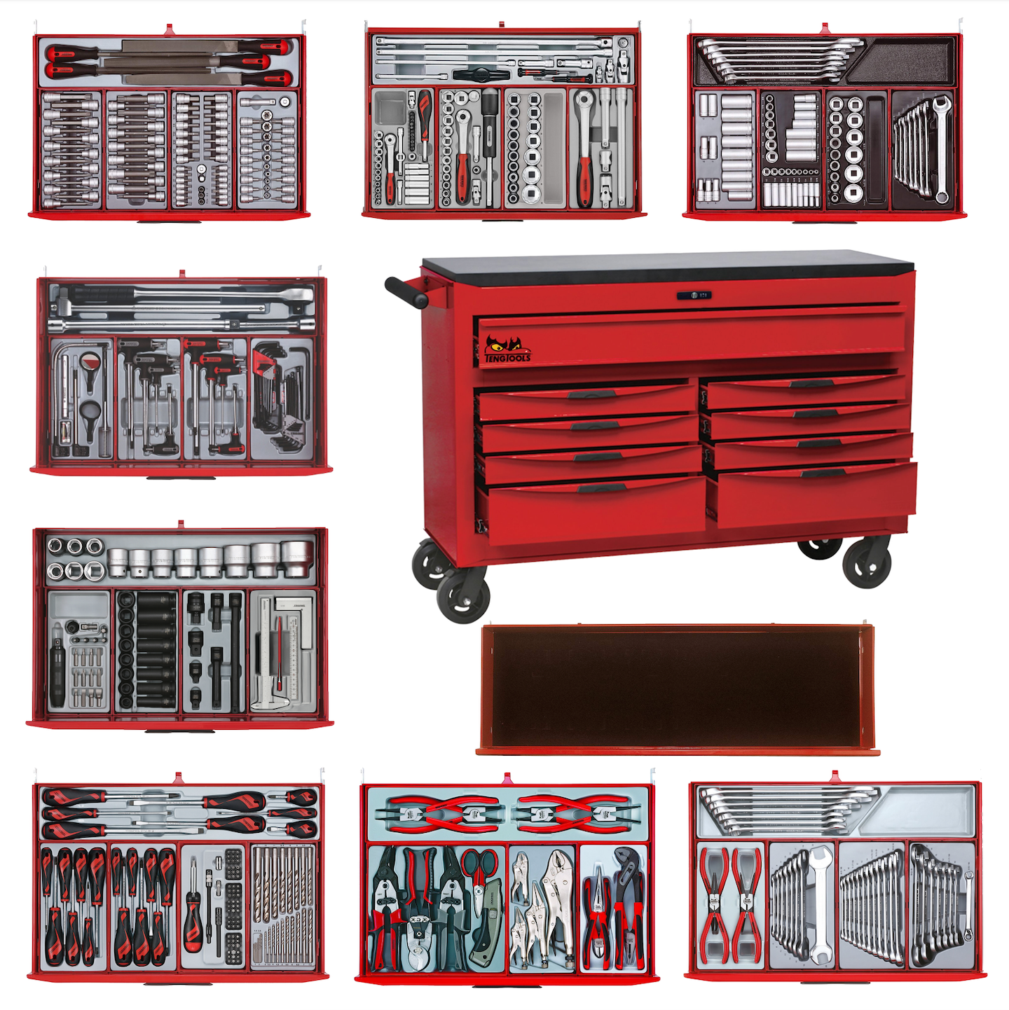 Teng Tools 53" PRO Cabinet TT Tool Kit 569 Pieces Red — TCMMIND08