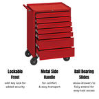 26" Classic Roller Cabinet 7 Drawers Red