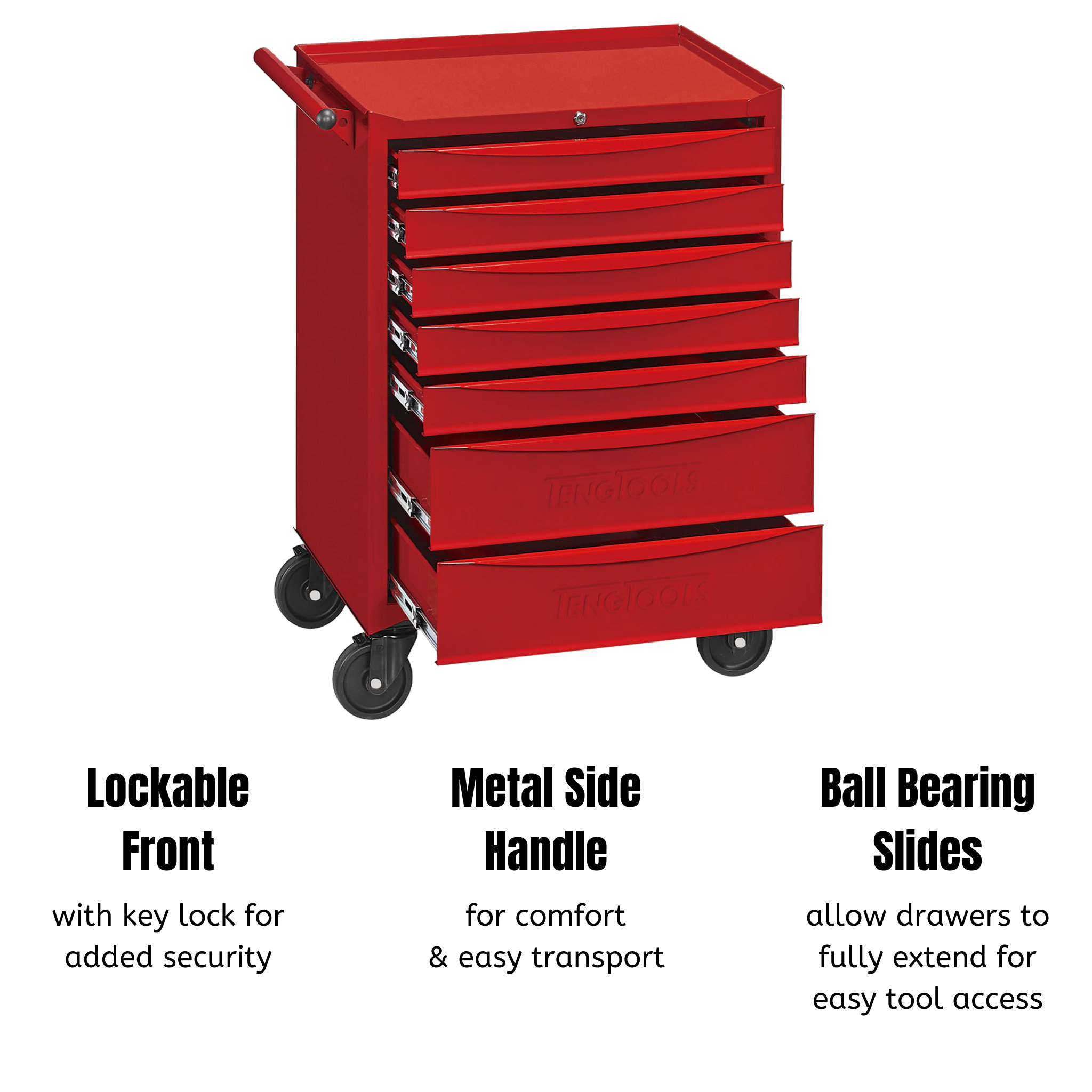 26" Classic Roller Cabinet 7 Drawers Red