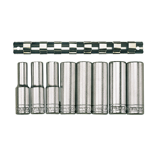 1/2" Deep Socket Clip Rail Set 12pt 8 Pieces — Teng Tools M1207
