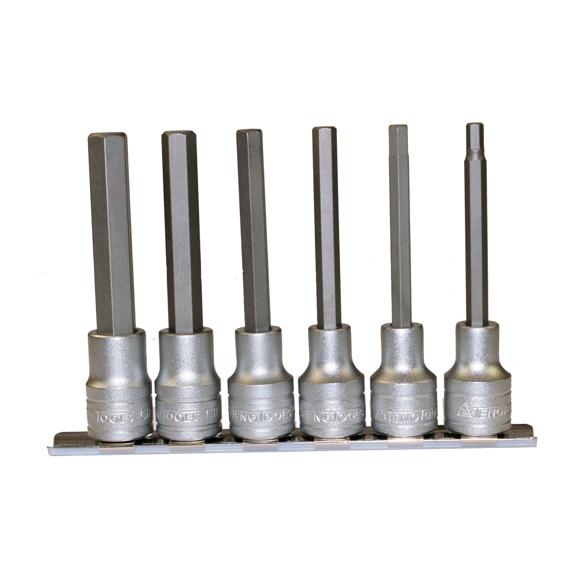1/2 Long Hex Bit Socket Clip Rail Set 6 Pieces — Teng Tools M1211