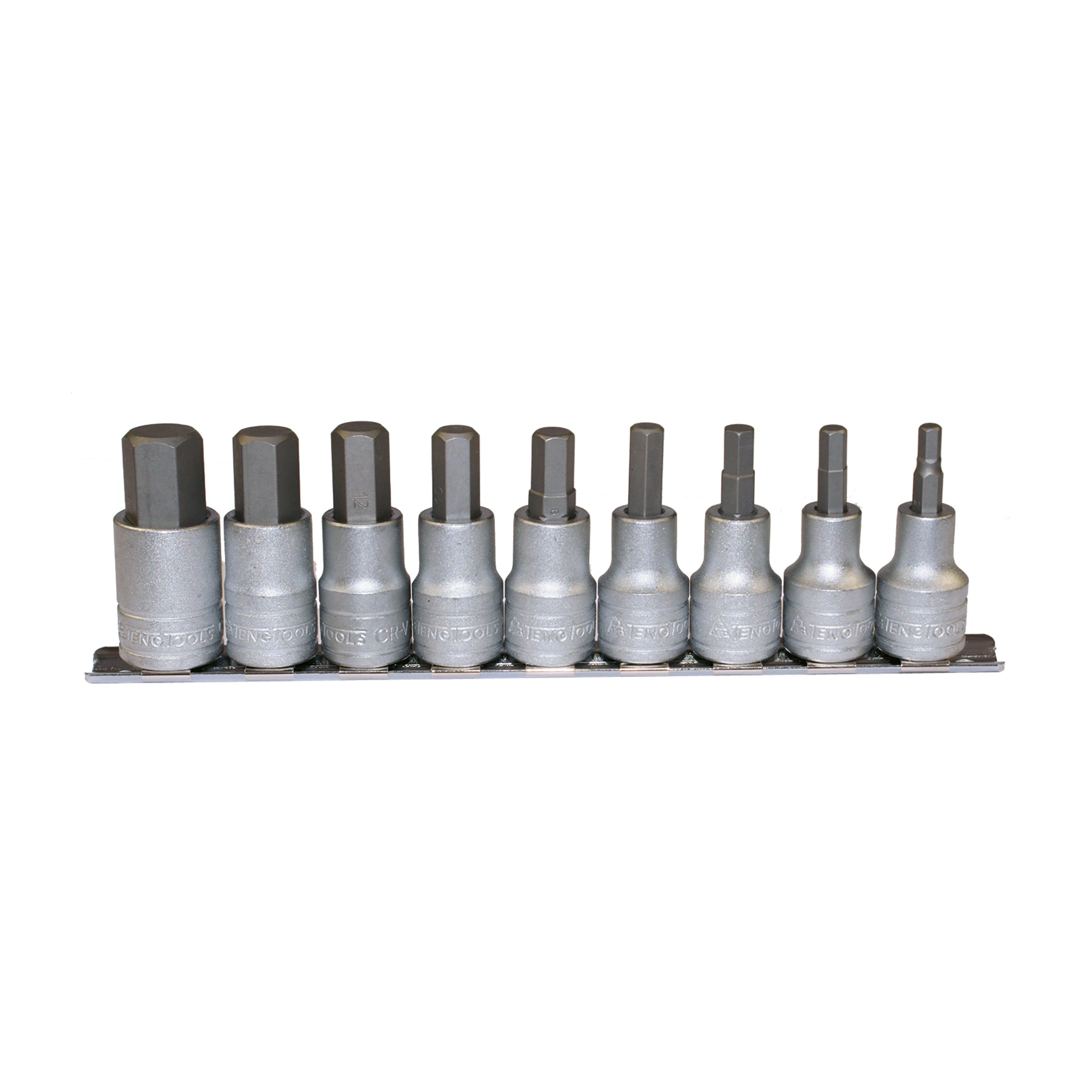 1/2 Hex Bit Socket Clip Rail Set 9 Pieces — Teng Tools M1212