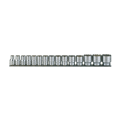 1/2 Socket Clip Rail Set 12 Pt SAE 15 Pieces — Teng Tools M1215AF