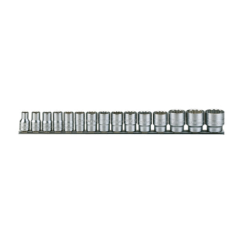 1/2 Socket Clip Rail Set 12 Pt 15 Pieces — Teng Tools M1215MM