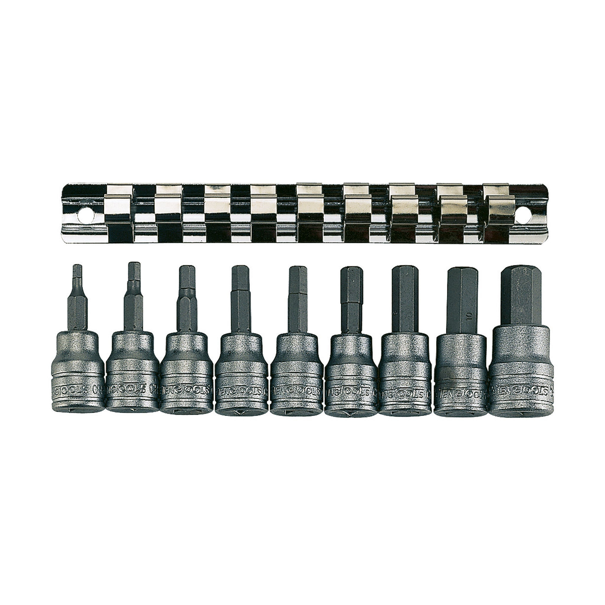 3/8 Hex Bit Socket Clip Rail Set 9 Pieces — Teng Tools M3812