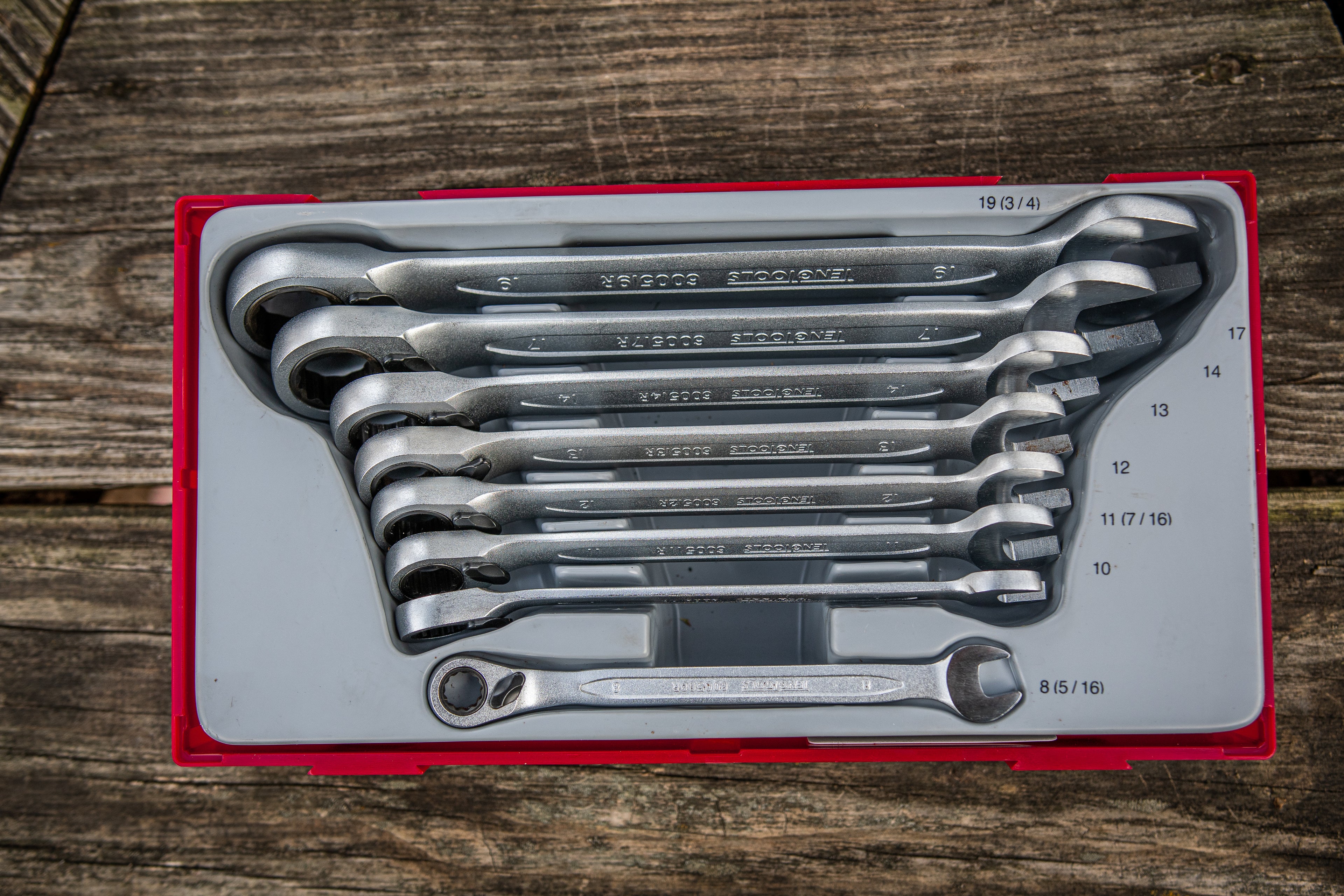 Ratcheting Combination Spanner Set R TT1 8 Pieces