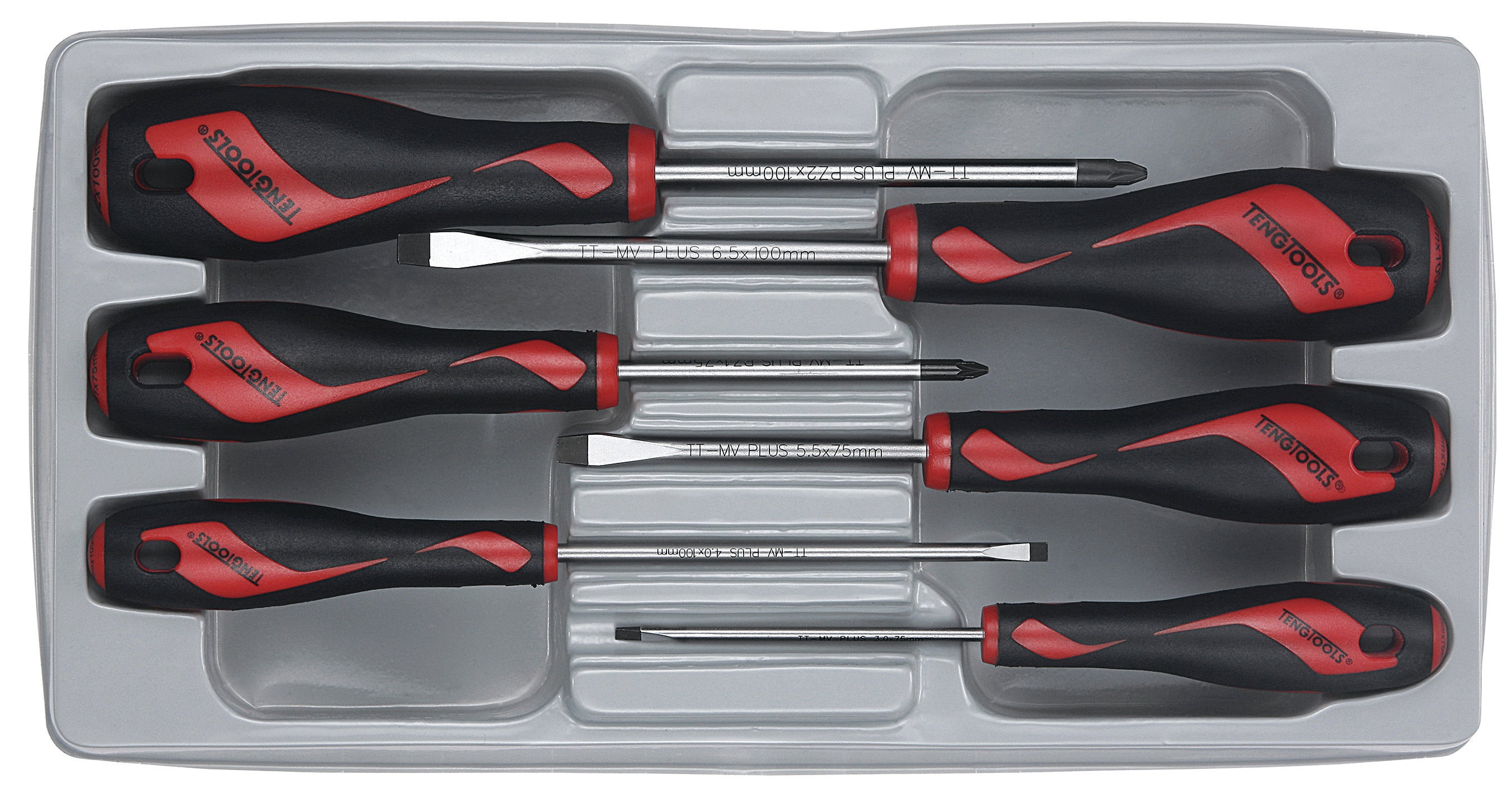 Teng Tools Screwdriver Set Flat & PZ 6 Pieces — MD906N4