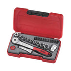 Juego de llaves de vaso Teng Tools de 1/4" de 6 puntas, 22 piezas — T1422