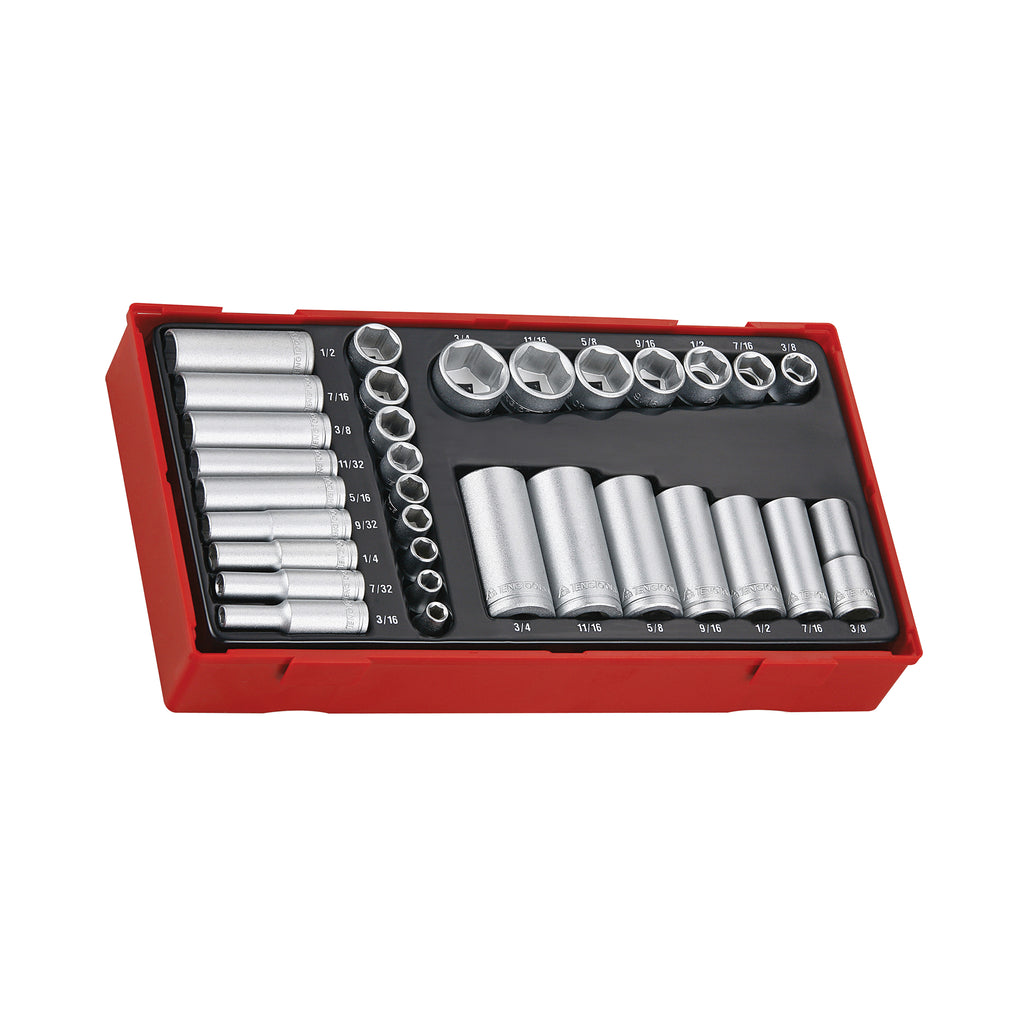 1/4 & 3/8 Socket Set AF 6 pt TT1 32 Pieces