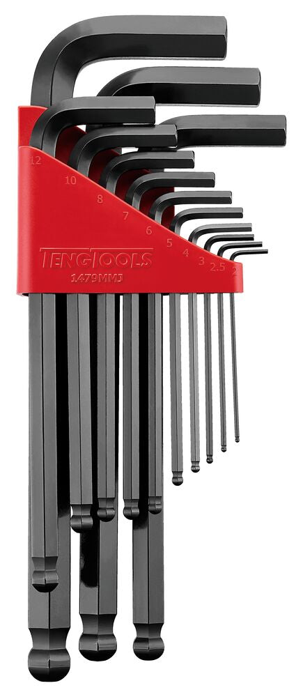 Teng Tools Hex key set, ball point, metric, 2-19 mm, 13 pieces — 1479MMJ