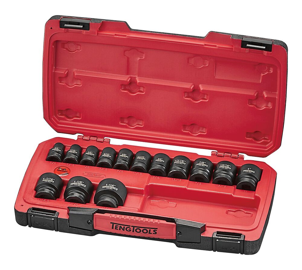 Teng Tools MECCA PRO 1/2" Impact Socket Set DIN AF 18 Pieces — T9218AF