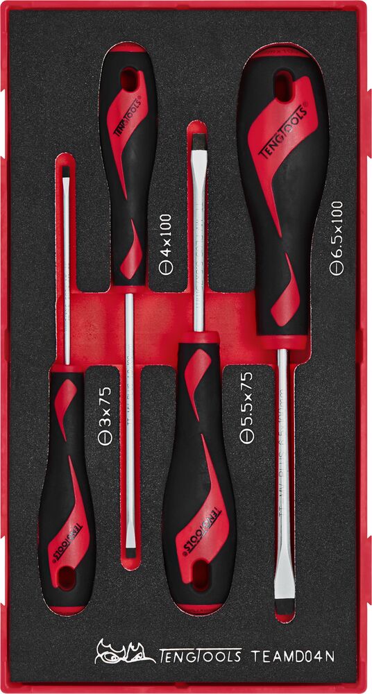 Screwdriver Set Flat FOAM1 4 Pieces