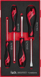 Juego de destornilladores planos Teng Tools FOAM1, 4 piezas — TEAMD04N