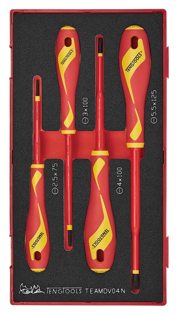 Insulated Screwdriver Set Flat Foam1 4 Pieces