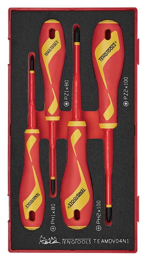 Insulated Screwdriver Set Ph/Pz Foam1 4 Pieces