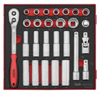 Juego de vasos Teng Tools de 1/2 pulgada, 12 puntas, FOAM2, 27 piezas — TED1227