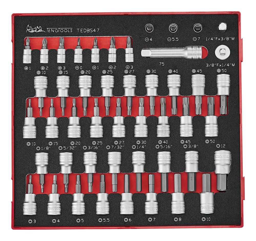 1/4 & 3/8 Bit Socket Set FOAM2 47 Pieces