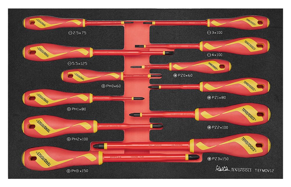 Insulated Screwdriver Set FOAM3 12 Pieces