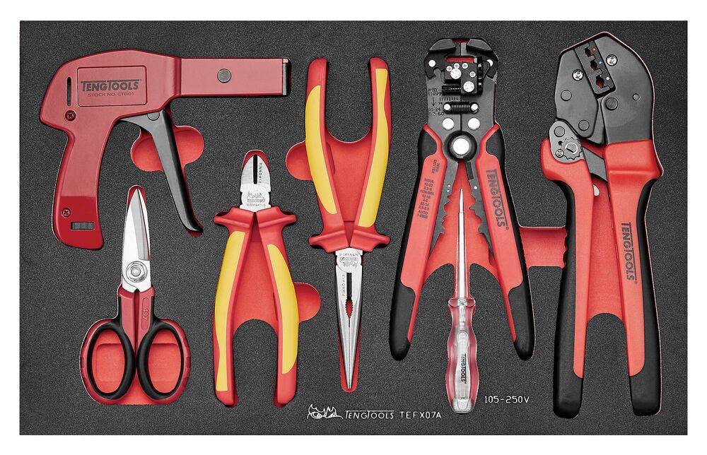 Teng Tools Electrician Tool Set FOAM3 7 Pieces — TEFX07A