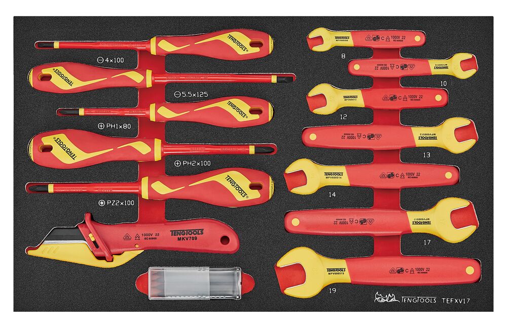 Insulated Spanner & Screwdriver Set FOAM3 17 Pieces
