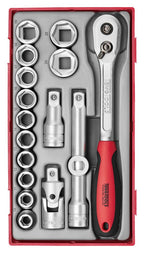 Juego de llaves de vaso Teng Tools de 1/2" y 6 caras TT1 de 17 piezas — TT1218-6