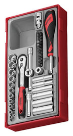 Juego de llaves de vaso Teng Tools de 1/4" de 12 caras, 35 piezas — TT143512