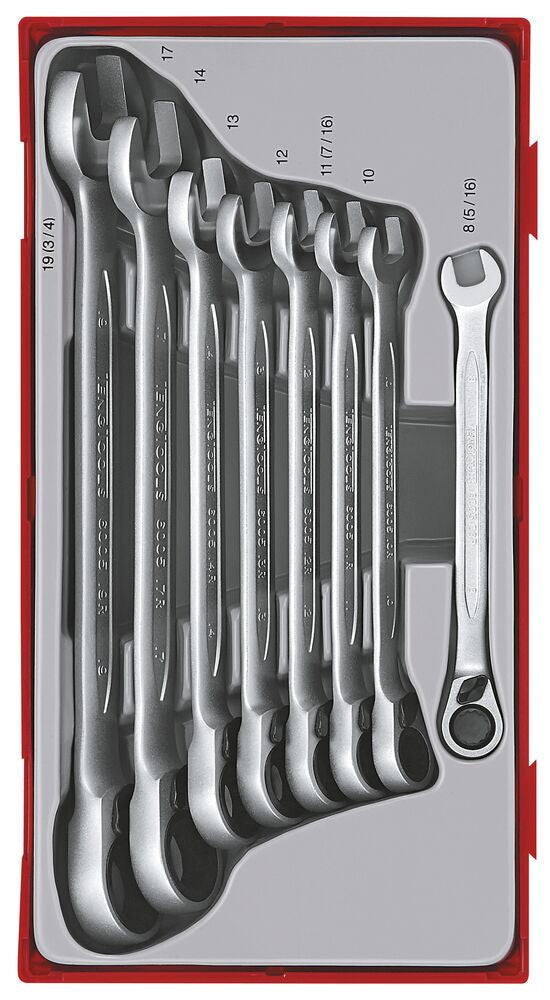 Ratcheting Combination Spanner Set R TT1 8 Pieces