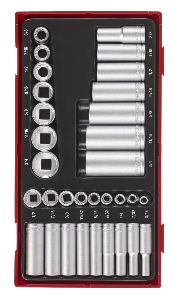 1/4 & 3/8 Socket Set 12 pt AF TT1 32 Pieces