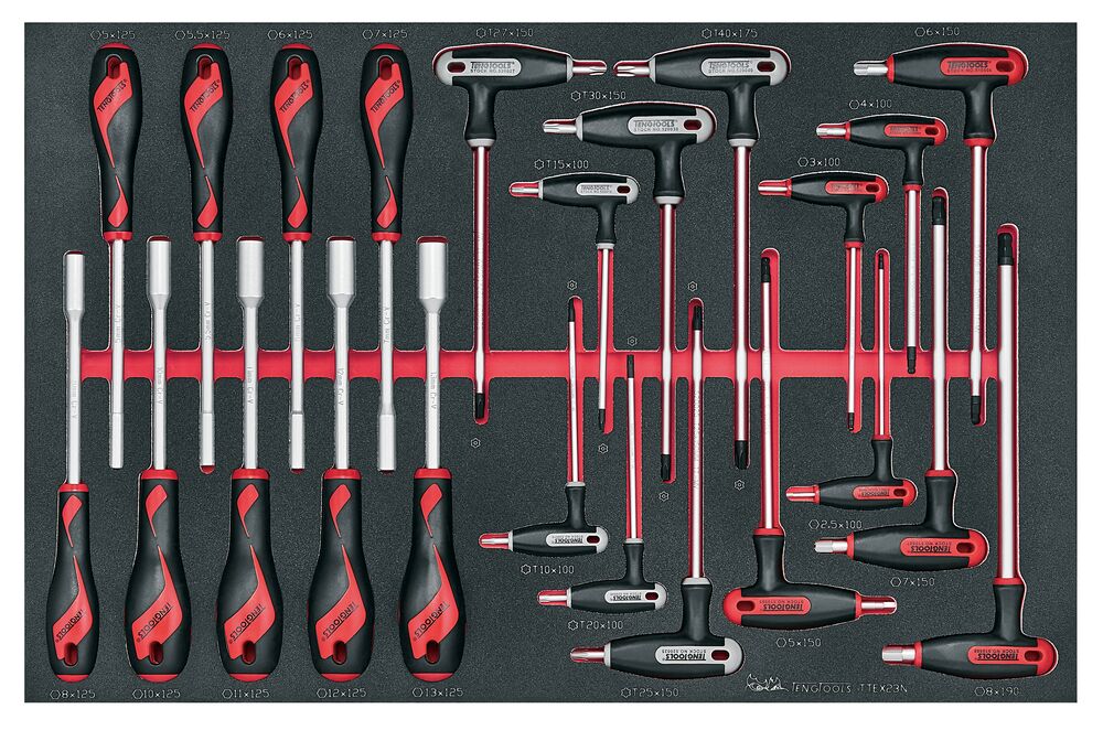 Nut Driver & Hex/TX T-Handle Set FOAM4X4 23 Pieces