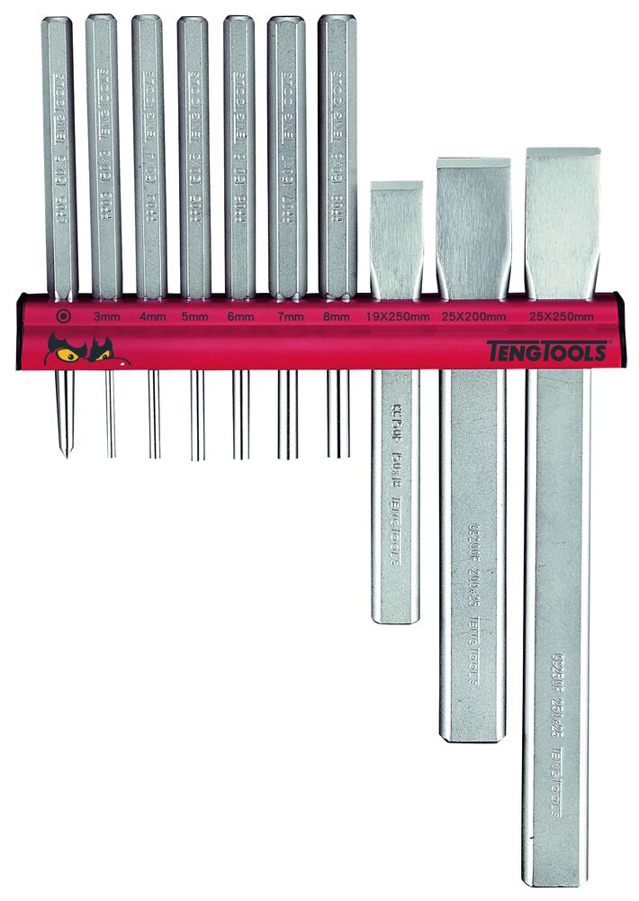 Teng Tools Punch & Chisel Set Wall Rack 10 Pieces — WRPC10