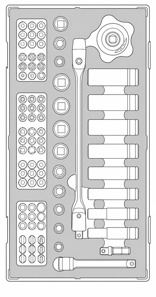 Teng Tools 1/4 Socket & Bits Set FOAM1 87 Pieces — TEA1487
