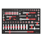 Teng Tools Juego de vasos de 1/4", 3/8" y 1/2" FOAM4X4 de 73 piezas — TTESK73