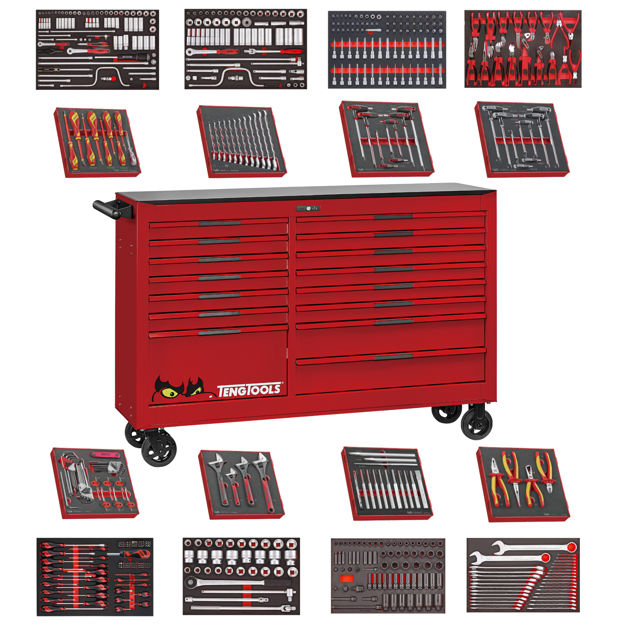 Teng Tools 608 Piece PRO35 64 inch Wide Juggernaut EVA Foam Tool Kit