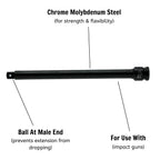 1/2 Impact Extension Bar DIN (F) ANSI (M) 250mm