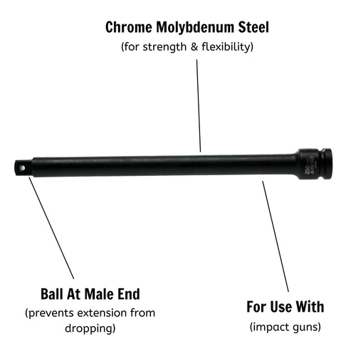 1/2 Impact Extension Bar DIN (F) ANSI (M) 250mm