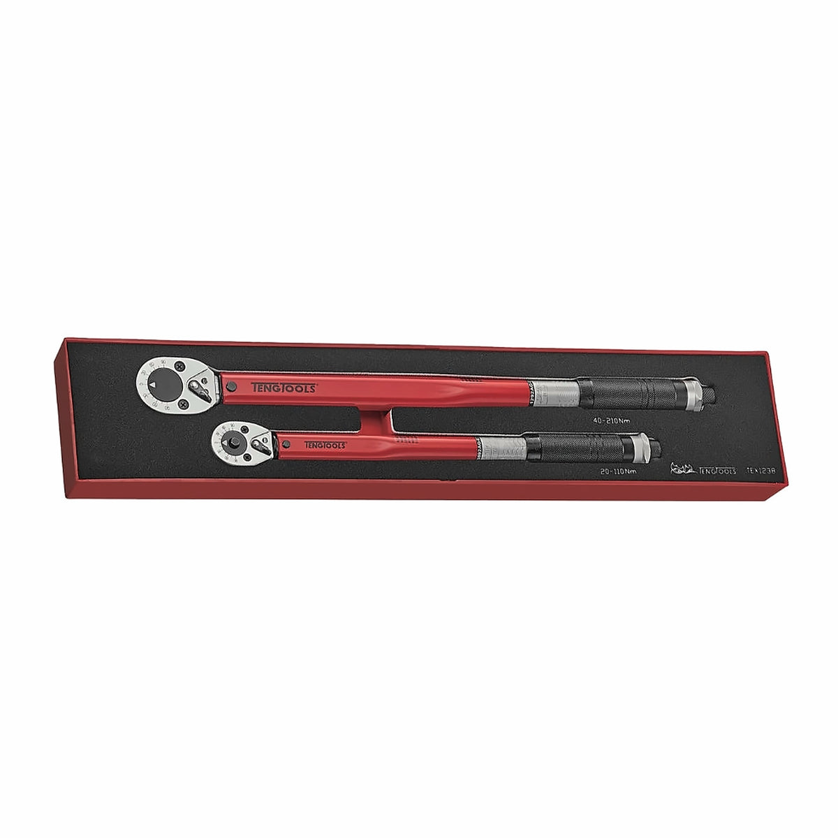 Teng Tools TEX1238 3/8" & 1/2" Torque Wrench Set FOAMX4 2 Pieces on a white background