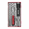 Teng Tools TT3819 3/8" Socket Set 6 pt TT1 19 Pieces on a white background