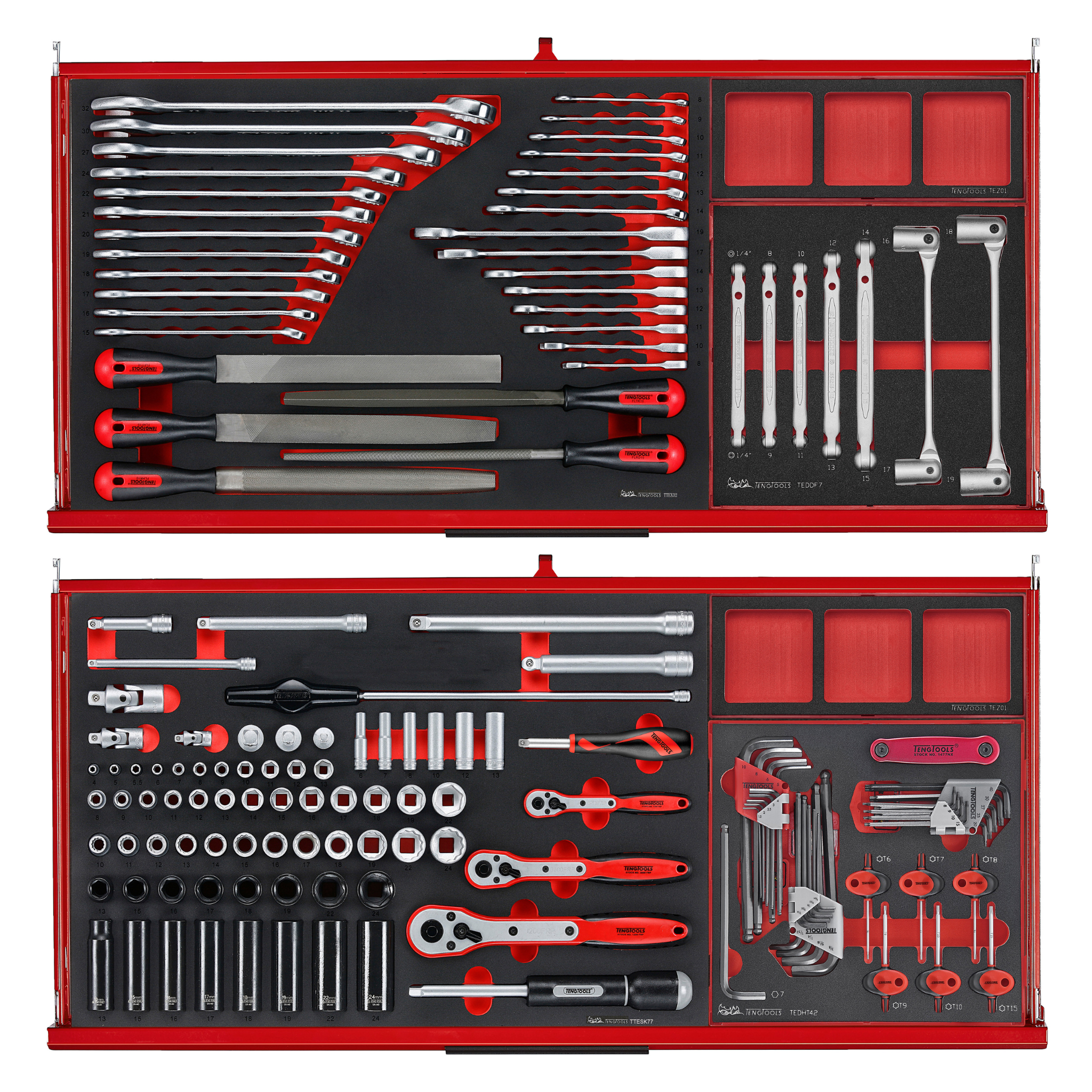 37" PRO35™ Roller Cabinet Foam Tool Kit, 637 Pieces, Red