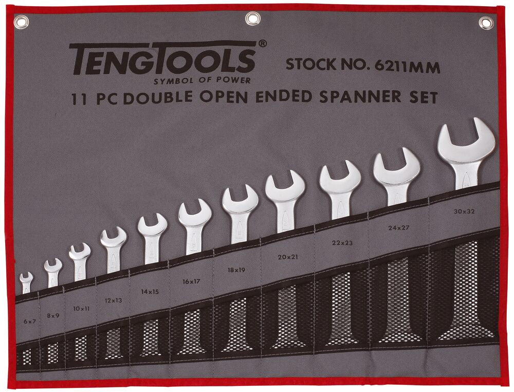 Double Open Ended Spanner Set Tool Roll 11 Pieces