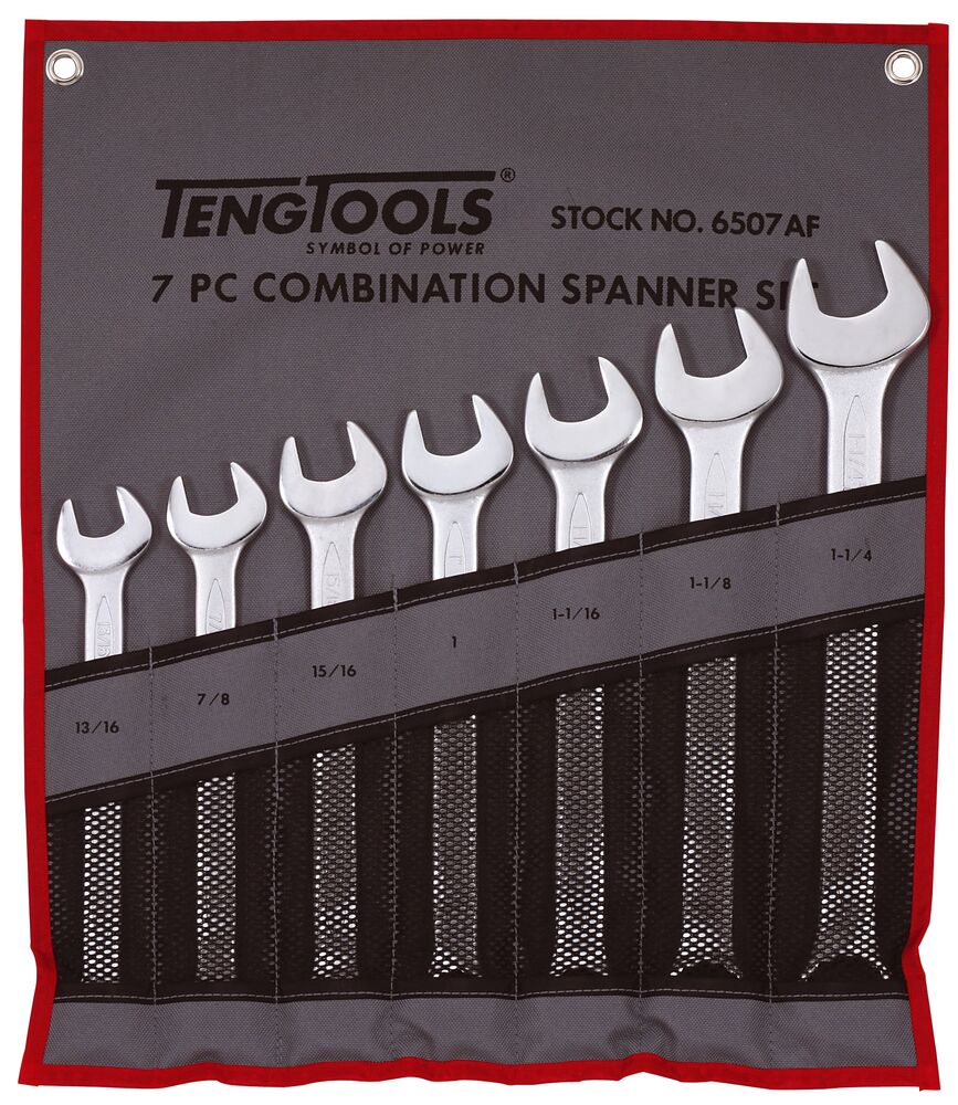 Combination Spanner Set AF 13/16-1 1/4 Tool Roll 7 Pieces