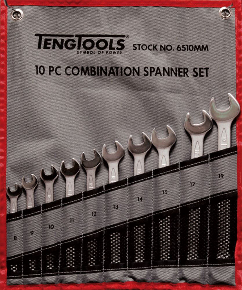 Combination Spanner Set 8-19 mm Tool Roll 10 Pieces