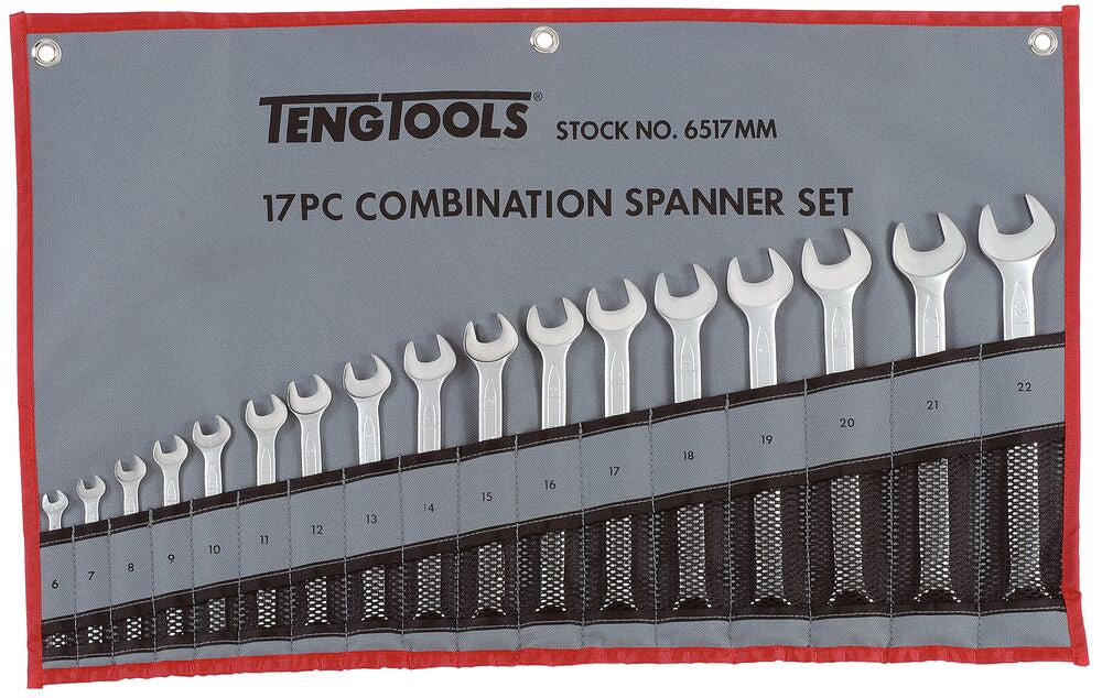 Combination Spanner Set 6-22 mm Tool Roll 17 Pieces