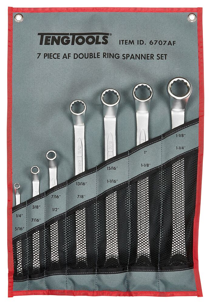 Double Ring Spanner Set AF Tool Roll 7 Pieces