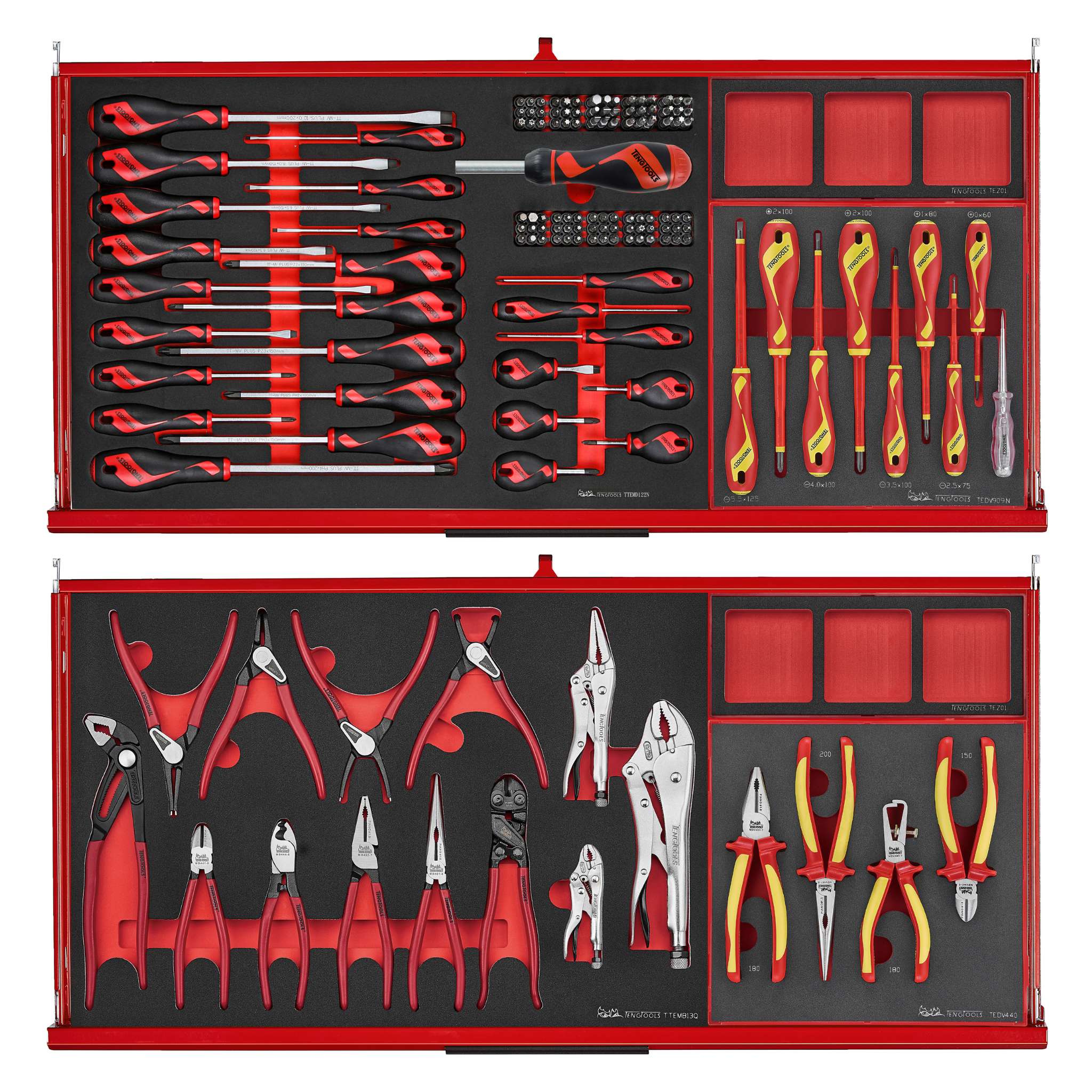 37" PRO35™ Roller Cabinet Foam Tool Kit, 637 Pieces, Red