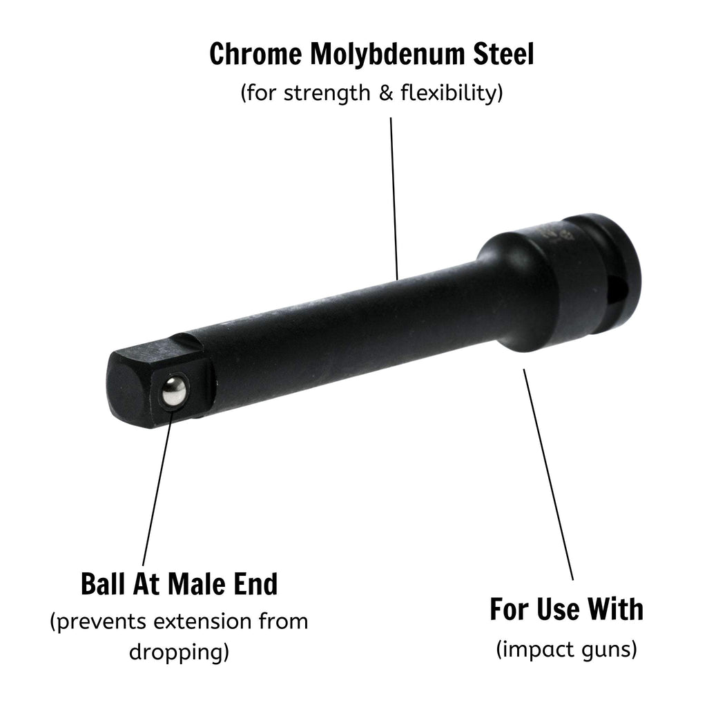 1/2 Impact Extension Bar DIN (F) ANSI (M) 125mm