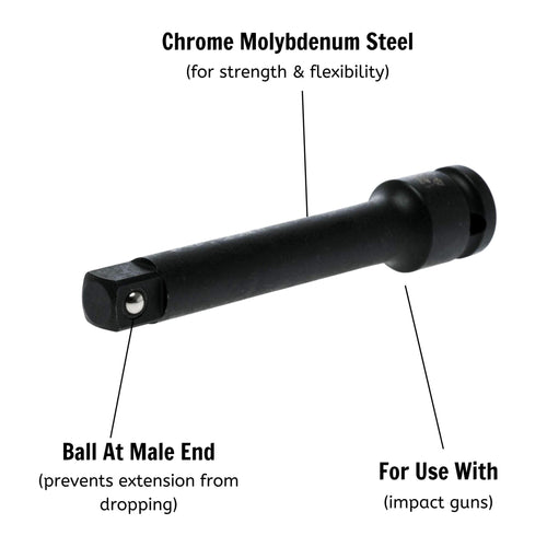 1/2 Impact Extension Bar DIN (F) ANSI (M) 125mm