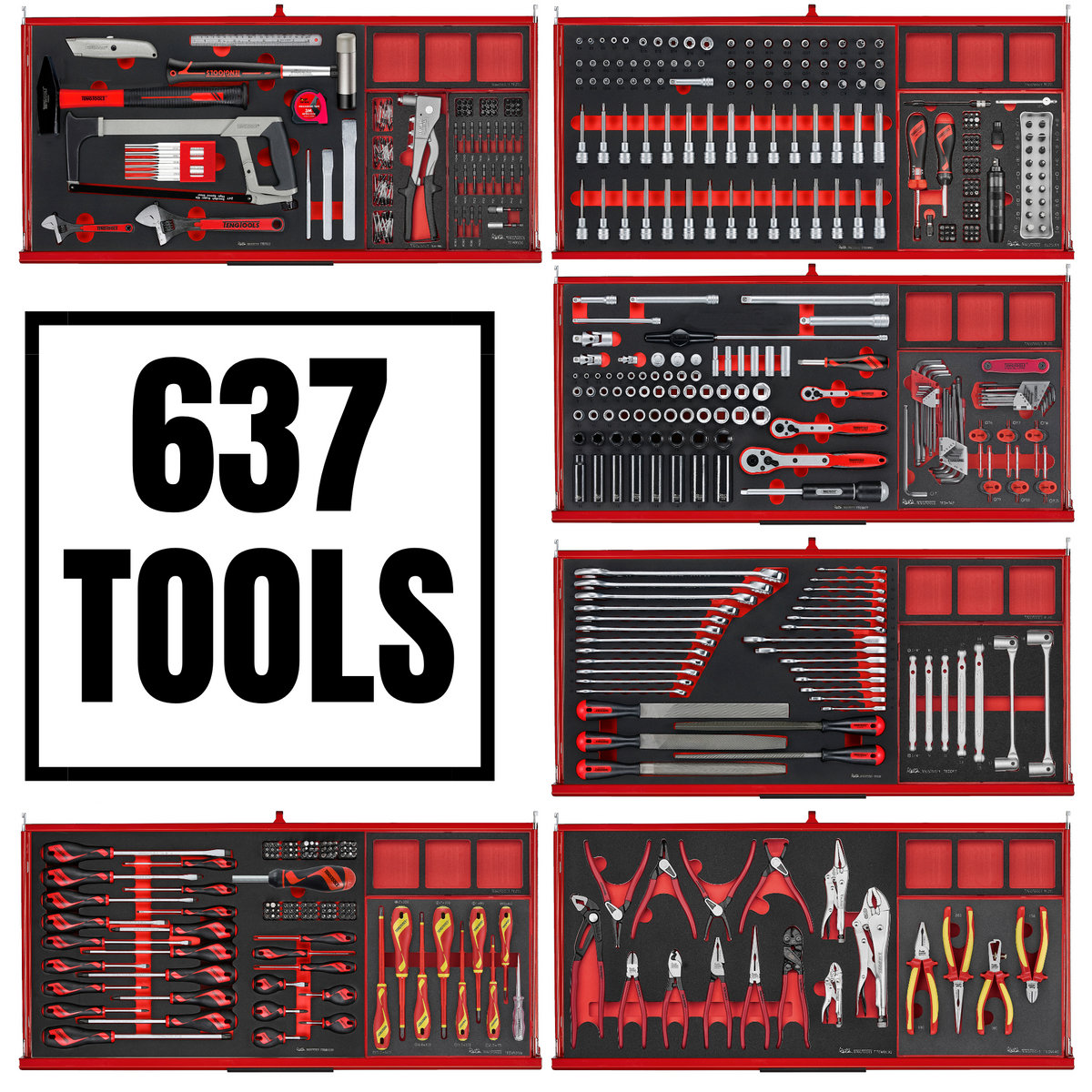 Teng Tools 637 Piece PRO35 EVA Foam Tool Bundle (NO STORAGE) - 637-Bun ...
