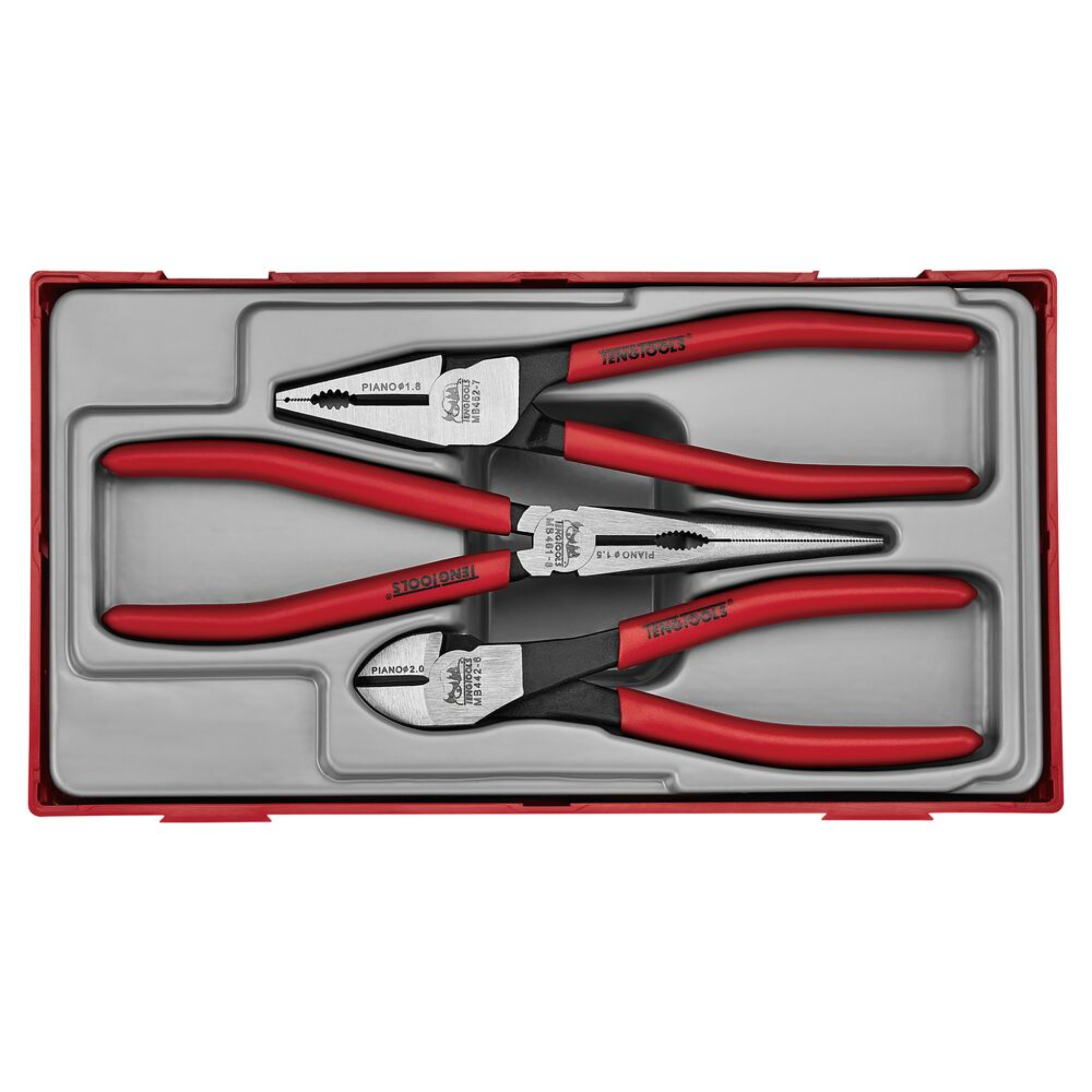 Teng Tools 3-Piece Vinyl Grip Plier Set | Side Cutter, Combination & L ...