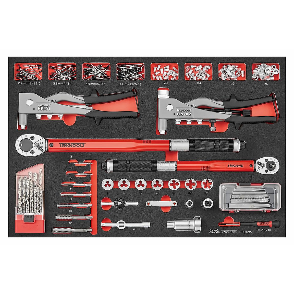 Teng Tools General Service Tool Set FOAM4X4 219 Pieces — TTEX219